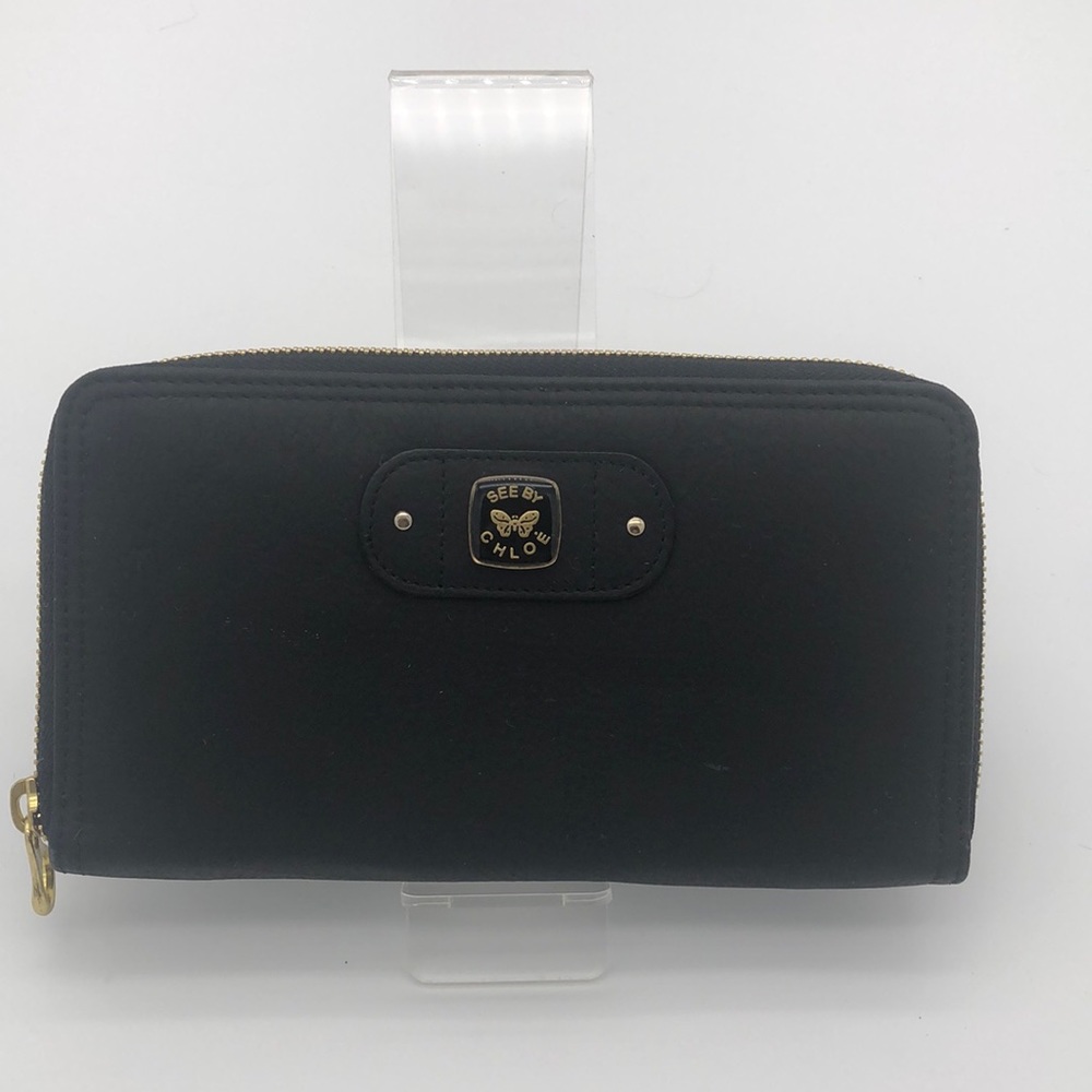 See by Chloe long leather black wallet